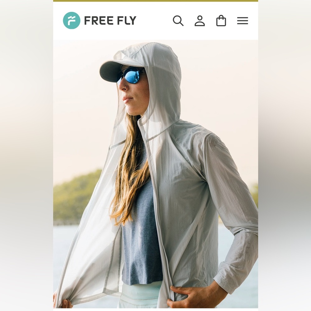 Free Fly Headwind Jacket Women Large Light Blue Fog Full Zip Hooded Lightweight